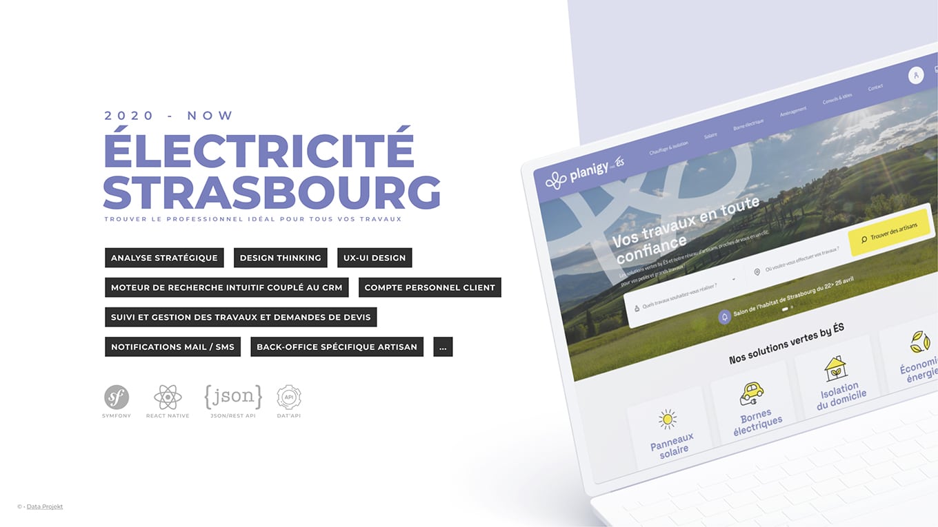 Électricité de Strasbourg, client de l'agence digitale Data Projekt - Développement de la plateforme web sur-mesure Planigy