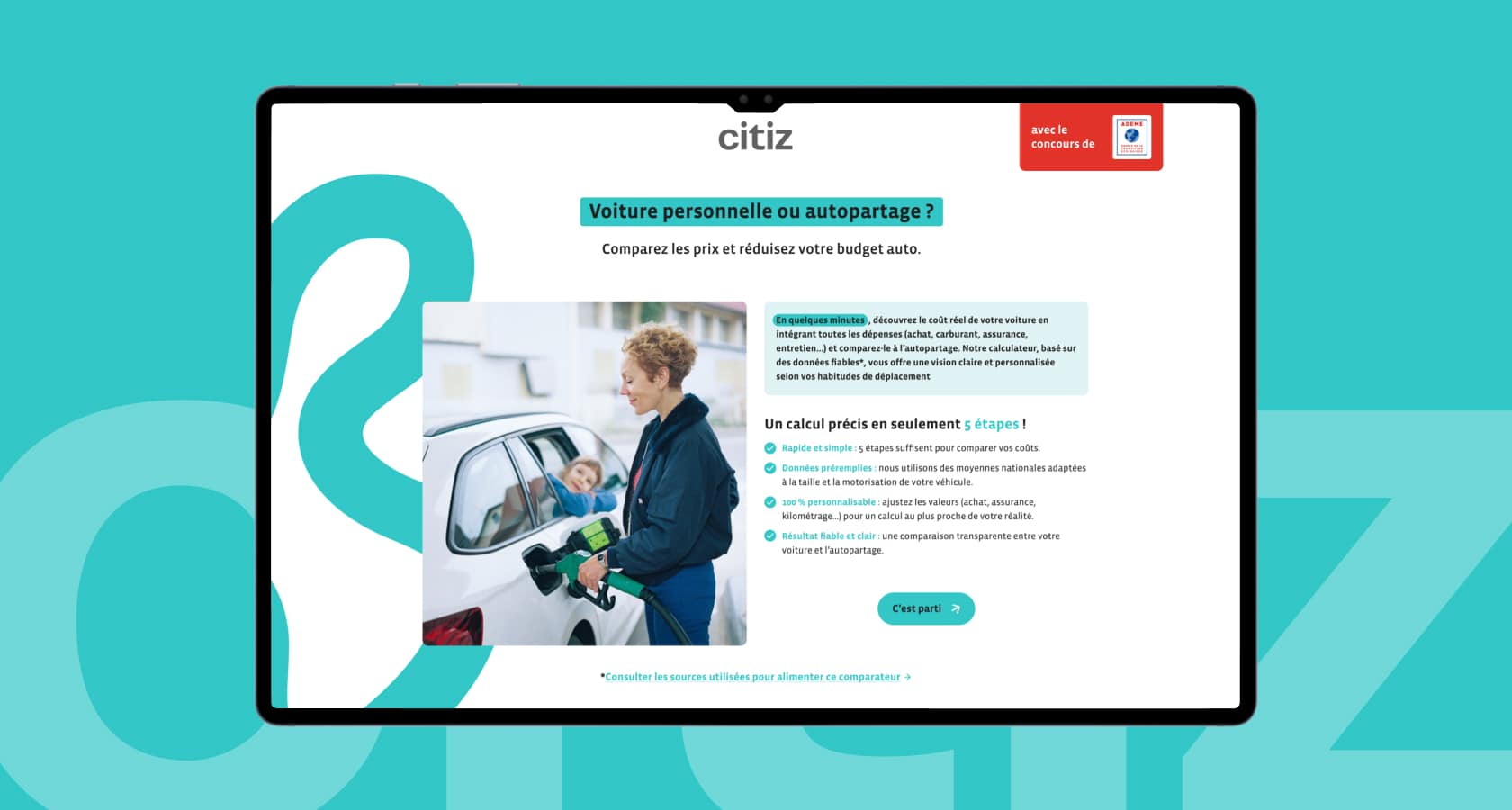 Citiz • France Auto Partage, client de l'agence digitale Data Projekt - Comparateur de coût sur-mesure