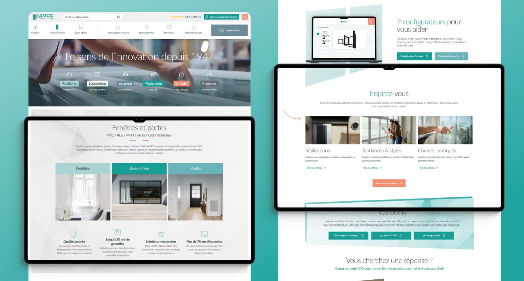 AMCC, client de l'agence digitale Data Projekt - Refonte site vitrine WordPress, catalogue produits, configurateur 3D, double cible B2C/B2B